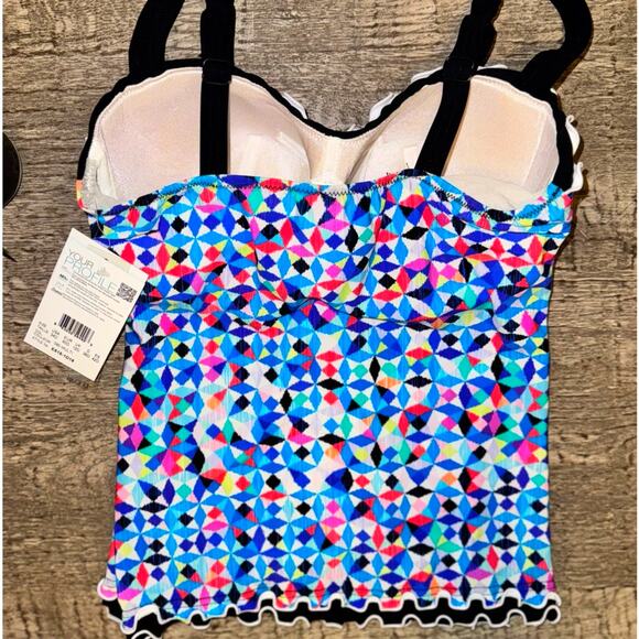 Profile by Gottex Lettuce Ruffle Sweetheart Tankini Top Swimsuit 34D Swimwear | - Picture 4 of 8